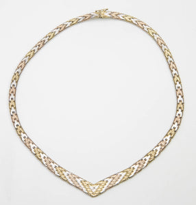 Vintage Italian Sterling Silver Herring Bone Necklace - JD10848