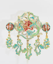Load image into Gallery viewer, Vintage Signed Hobe Chinese Dragon Pin and Earring Set  - JD10914