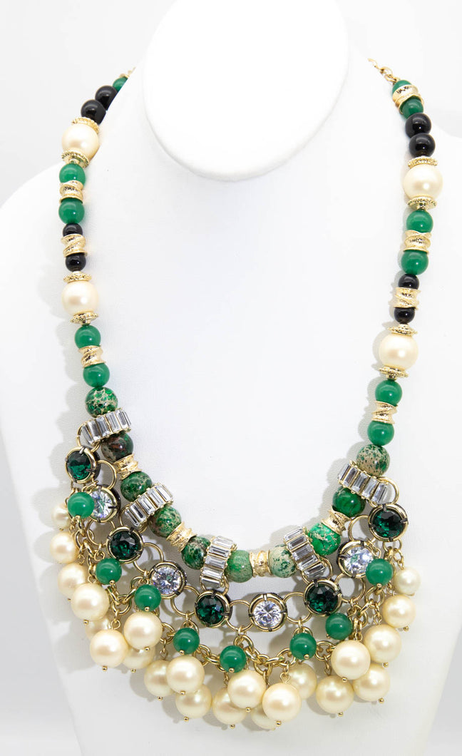 Vintage Large Multi-Stone and Pearl Necklace - JD10842