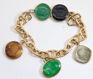 Vintage 5 intaglio medallions on a faux gold chain - JD10725