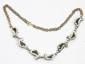 Vintage iridescent Opal Gemstones Necklace - JD10745
