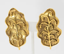 Load image into Gallery viewer, Vintage Signed Isabel Canovas Faux Gold Leaf Earrings - JD10680