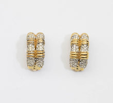 Load image into Gallery viewer, Vintage Signed Jomaz Rhinestone and Faux Gold Clip Earrings - JD10831