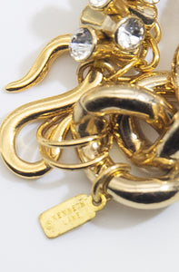 Vintage Kenneth Lane Long rhinestone faux gold link necklace  - JD10719
