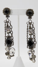 Load image into Gallery viewer, Signed Kenneth Lane Black &amp; Crystal Rhinestone Chain Link Earrings - JD10681