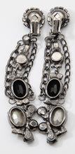 Load image into Gallery viewer, Signed Kenneth Lane Black &amp; Crystal Rhinestone Chain Link Earrings - JD10681
