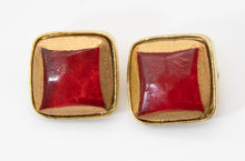 Load image into Gallery viewer, Signed Kenneth J. Lane Red &amp; Gold Earrings - JD10678