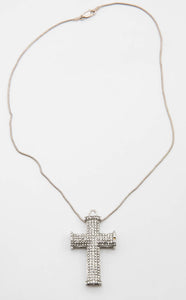 Vintage SS Rhinestone Cross Necklace and Pendant  - JD10795