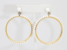 Load image into Gallery viewer, Vintage Hoop White Bead Clip-on Earrings - JD10768