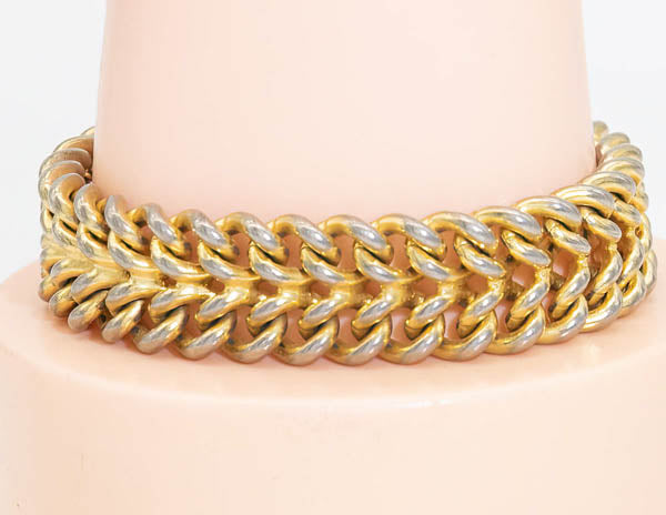 Vintage Signed Les Bernard Faux Gold Chain Bracelet - JD10998