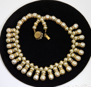 Vintage Signed Miriam Haskell Faux Pearl Necklace - JD10556