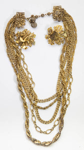 Vintage Signed Miriam Haskell Necklace and Earrings - JD11006