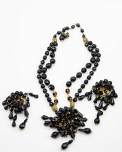 Load image into Gallery viewer, Vintage Signed Miriam Haskell Black Bead Necklace and Earrings Set - JD10898
