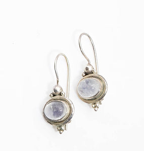 Vintage Sterling Silver Moonstone Hook Earrings - JD11015