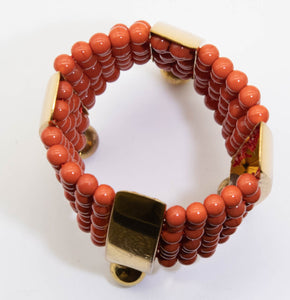 Vintage Strung Faux Coral Bead Bracelet  - JD10809
