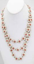 Load image into Gallery viewer, Vintage Signed Oscar De La Renta White Pansy and coral flower necklace - JD10723
