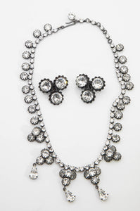 Vintage Signed Austria Rhinestone Necklace and Earring Set - JD10901