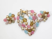 Load image into Gallery viewer, Vintage French Glass Signed VI Bracelet and Earrings set - JD10989