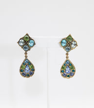 Load image into Gallery viewer, Signed Vintage Poggi Paris Drop Colorful Crystal Earrings - JD10662