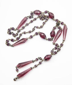 Vintage Deco Amethyst Glass Necklace - JD10929