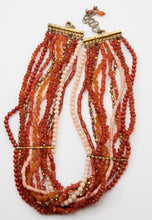 Load image into Gallery viewer, Vintage Signed CL Red &amp; Pink Glass Bead Multi-Strand Necklace - JD10675