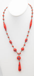 Vintage Red Japanese Glass Necklace - JD10787