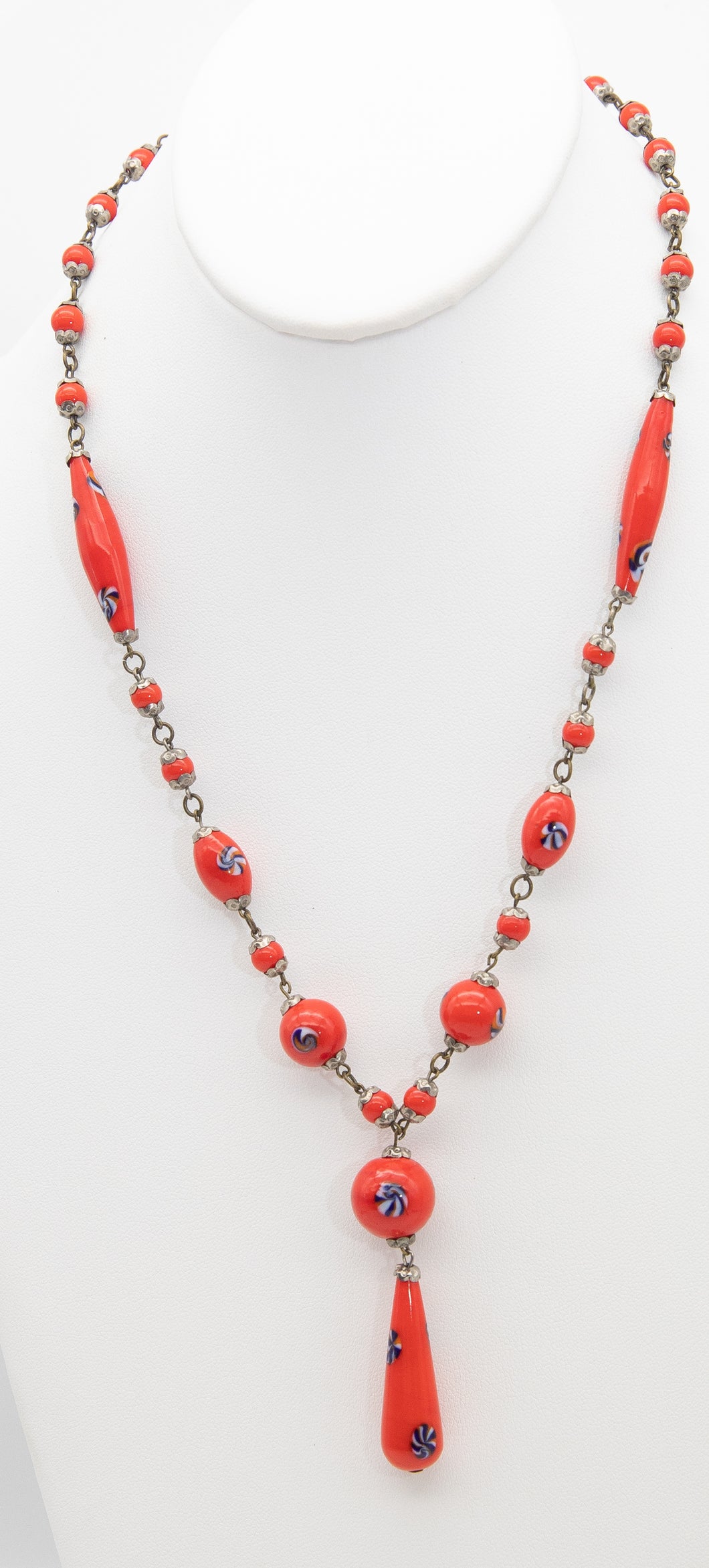 Vintage Red Japanese Glass Necklace - JD10787