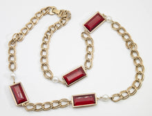 Load image into Gallery viewer, Vintage Chanel-Style Red and Faux Gold Chain Necklace - JD10853