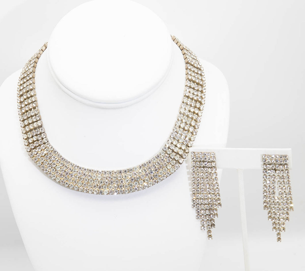 Deco rhinestone necklace and earring set  - JD11017