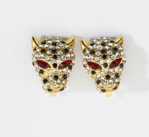 Red Eyed Leopard Rhinestone Earrings - JD10960