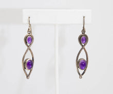 Load image into Gallery viewer, Vintage Sterling Silver Earrings with Amethyst Stones  - JD11009