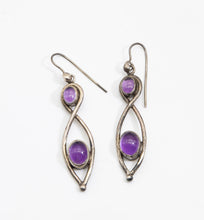 Load image into Gallery viewer, Vintage Sterling Silver Earrings with Amethyst Stones  - JD11009