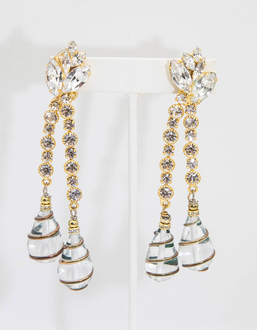 Vintage Robert Sorrell Rhinestone and Glass Drops Earrings  - JD10811