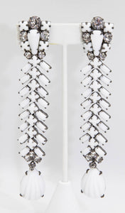 One of a kind Signed Robert Sorrell White Drop Earrings  - JD10806