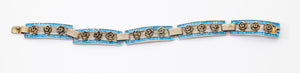 Vintage Hallmark Sterling Silver Rose and Aqua Crystal Bracelet - JD10649