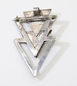 Deco Vintage Sterling Silver 3-Dimensional Triangle Pin - JD10642