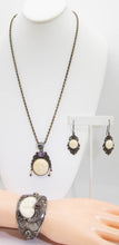 Load image into Gallery viewer, Rare Vintage Asian Faced SS Necklace, Earring and Bracelet Set - JD10824