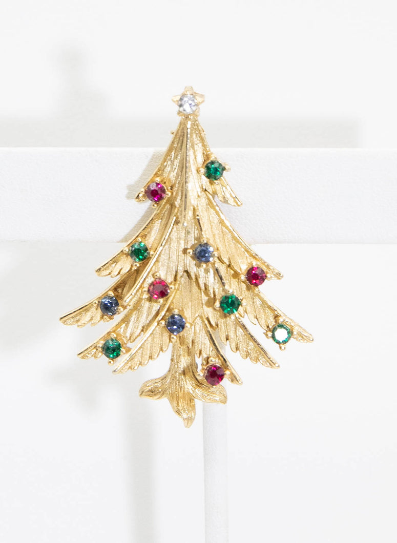 Vintage Signed Crown Trifari Christmas Tree Pin  - JD10899