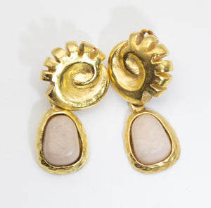 Vintage Signed Veronique Cheranich Paris Clip On Drop Earrings - JD10771