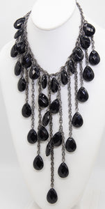 1980s black drops vintage necklace - JD10751