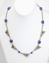 Load image into Gallery viewer, Vintage Czech Blue Glass Enamel Necklace - JD10776