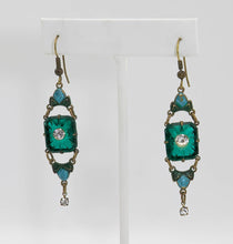Load image into Gallery viewer, Vintage Deco Czech Glass and Enamel Pierced Drop Earrings - JD10963