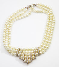 Load image into Gallery viewer, Vintage Deco Three Strands Faux Pearl Necklace - JD10774