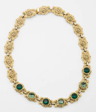 Load image into Gallery viewer, Vintage Green and Aqua Stoned Medallion Necklace - JD10981
