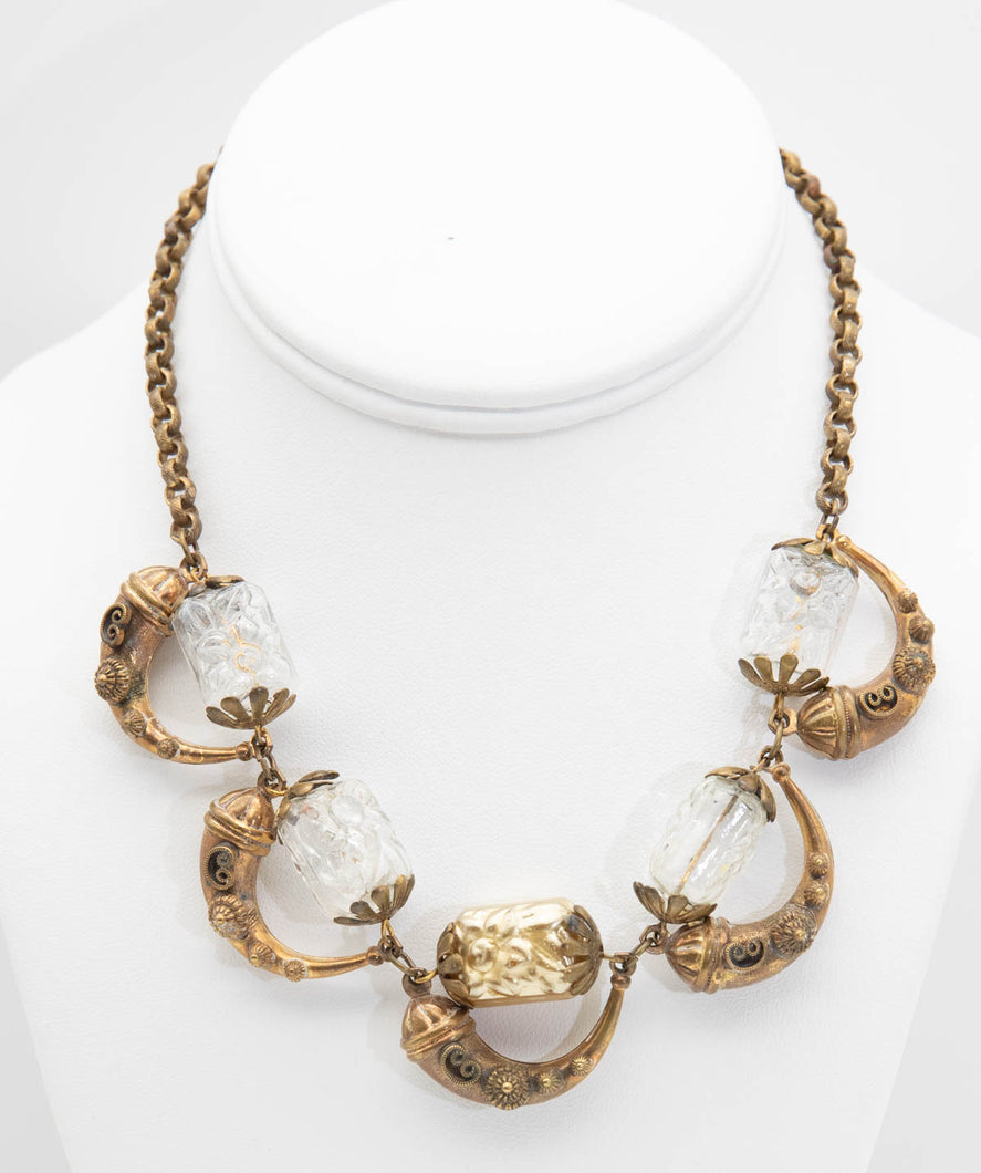 Vintage Etruscan Horn-shaped Glass Necklace  - JD10909