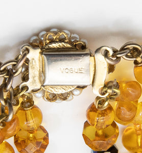 Vintage Signed Vogue Amber Light Beads Necklace  - JD10838