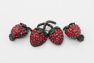 Signed Weiss Strawberry Pin & Earrings Set - JD10659