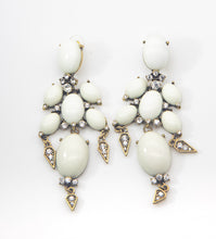 Load image into Gallery viewer, White Cabochon Pierced 4 Inch Dangling Earrings - JD10623