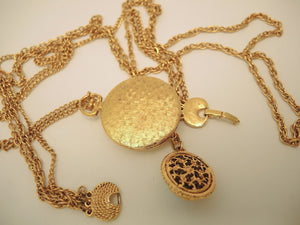 Vintage 3-Strand Goldette Pendant Locket Necklace