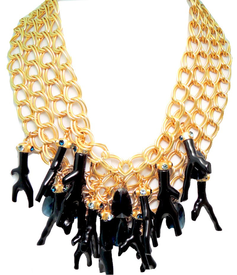 Vintage Signed Oscar de la Renta Multi-Strand Link Necklace